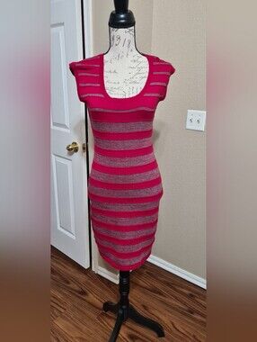 Striped Knit Bodycon Dress in Medium.